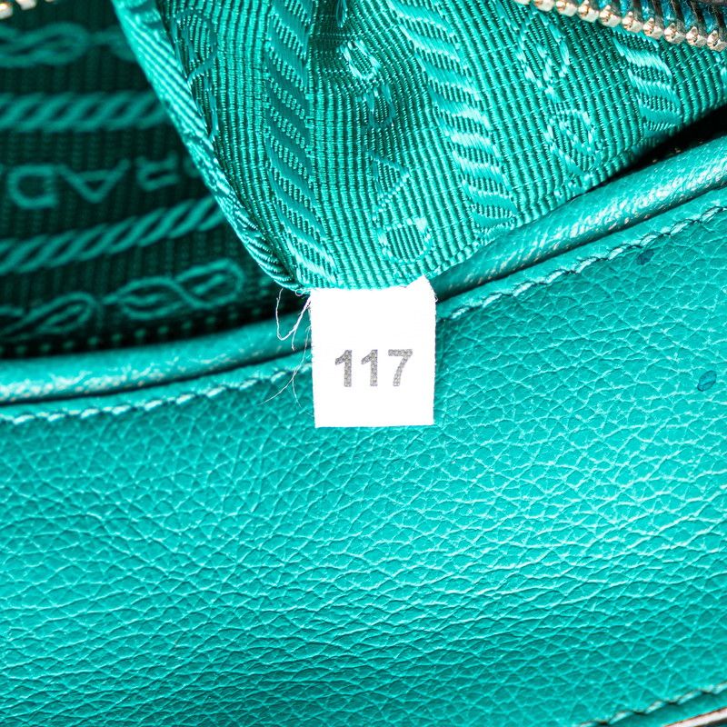 Prada Handbag Shoulder Back 2-Way Turquoise Blue Leather Suede — view 9