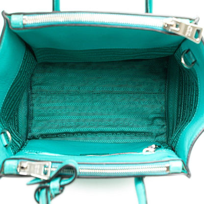 Prada Handbag Shoulder Back 2-Way Turquoise Blue Leather Suede — view 7