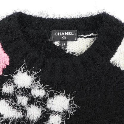 Chanel Multi Fabric Shaggy Knit Sweater Black Pink 34 — view 4