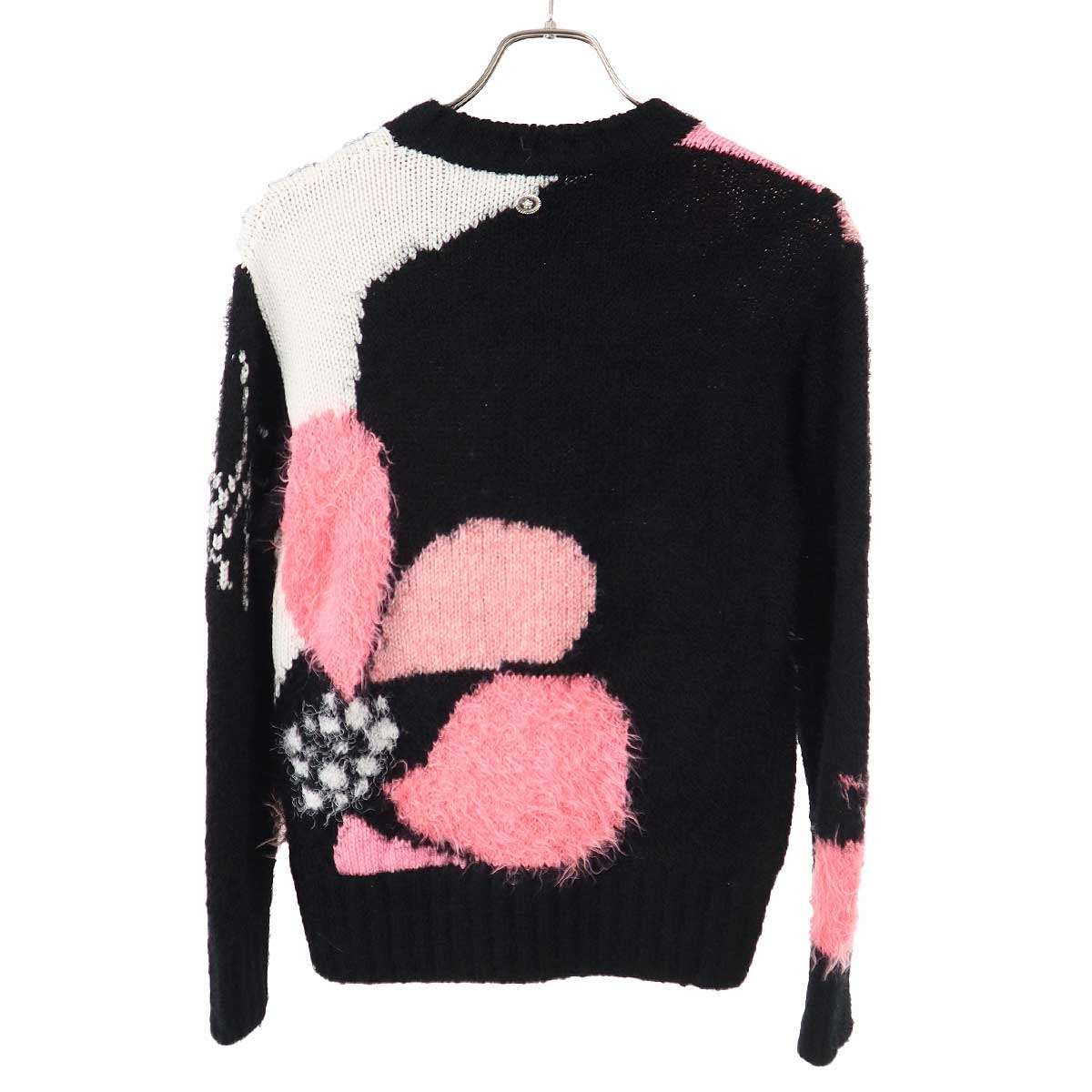 Chanel Multi Fabric Shaggy Knit Sweater Black Pink 34 — view 2