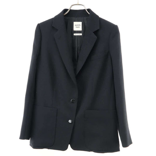 Hermes Silk Tailored Jacket Black 42