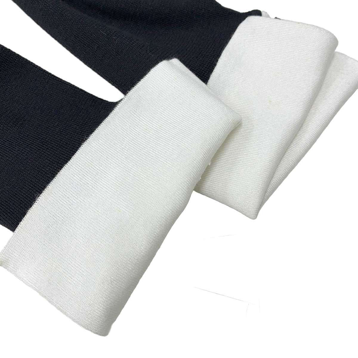 Chanel Long Sleeve Ribbon Knit Polo Shirt Black White 42 — view 8