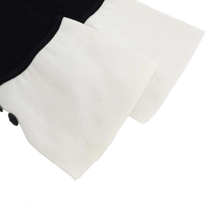 Chanel Long Sleeve Ribbon Knit Polo Shirt Black White 42 — view 5