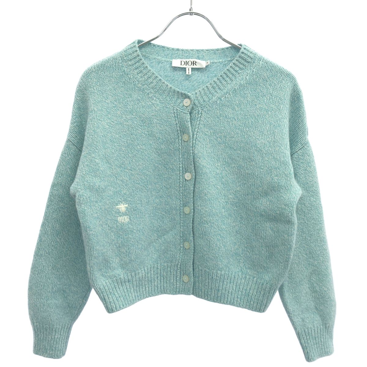 Dior Kids Embroidered Knit Cardigan Green