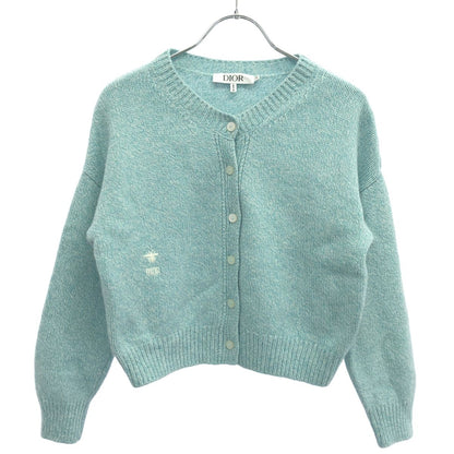 Dior Kids Embroidered Knit Cardigan Green