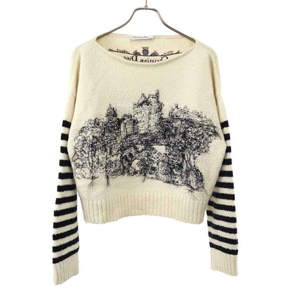 Dior Toile de Jouy Scottish Blend Knit Sweater Ivory Black
