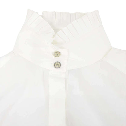 Chanel Bijou Button Sleeveless High Neck Blouse Shirt White 42 — view 4