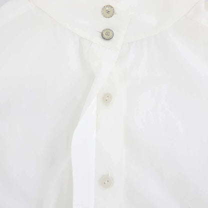 Chanel Bijou Button Sleeveless High Neck Blouse Shirt White 42 — view 6