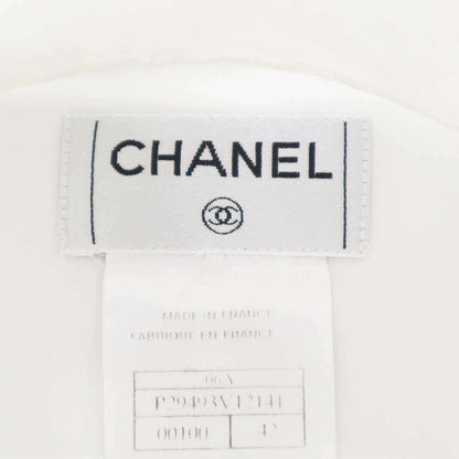 Chanel Bijou Button Sleeveless High Neck Blouse Shirt White 42 — view 3