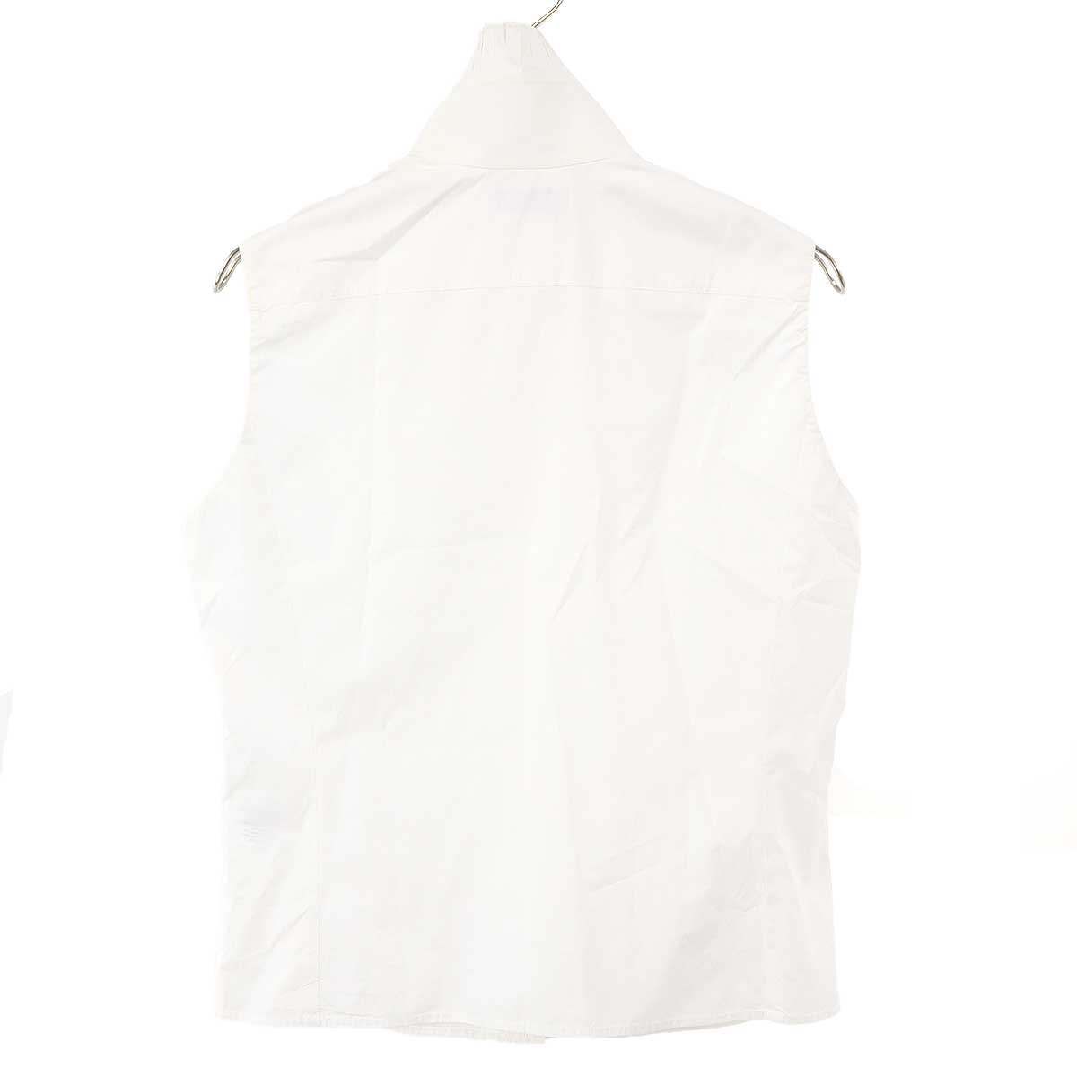 Chanel Bijou Button Sleeveless High Neck Blouse Shirt White 42 — view 2