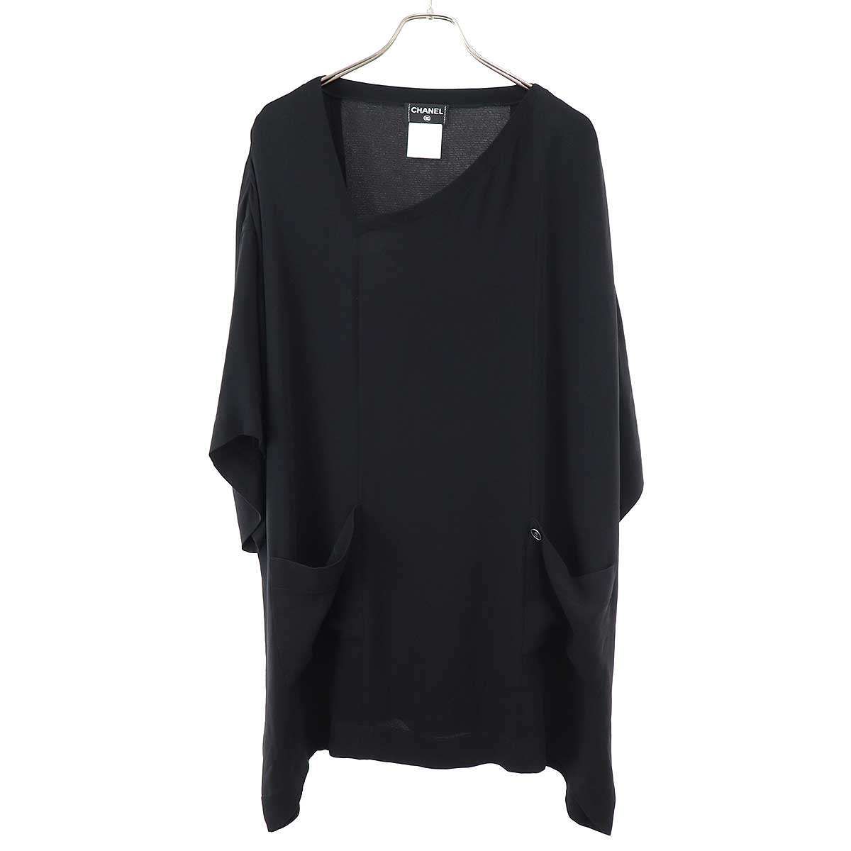 Chanel Pullover Silk Tunic Top Black 44 Sweater