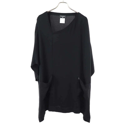 Chanel Pullover Silk Tunic Top Black 44 Sweater