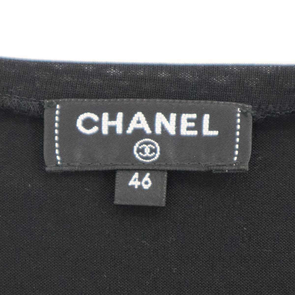 Chanel Silk Stretch Camellia Pearl Top T-Shirt Black 46 — view 3