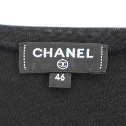 Chanel Silk Stretch Camellia Pearl Top T-Shirt Black 46 — view 3