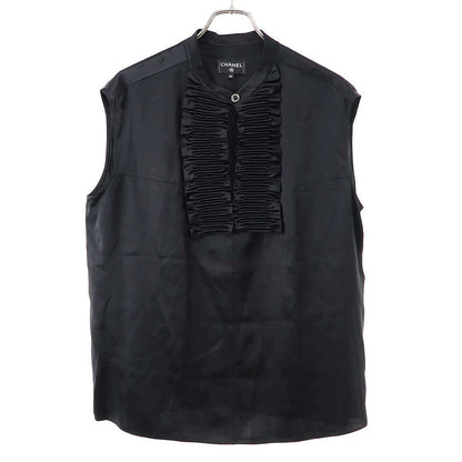 Chanel Silk Satin Sleeve Top Black 44