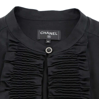 Chanel Silk Satin Sleeve Top Black 44 — view 4