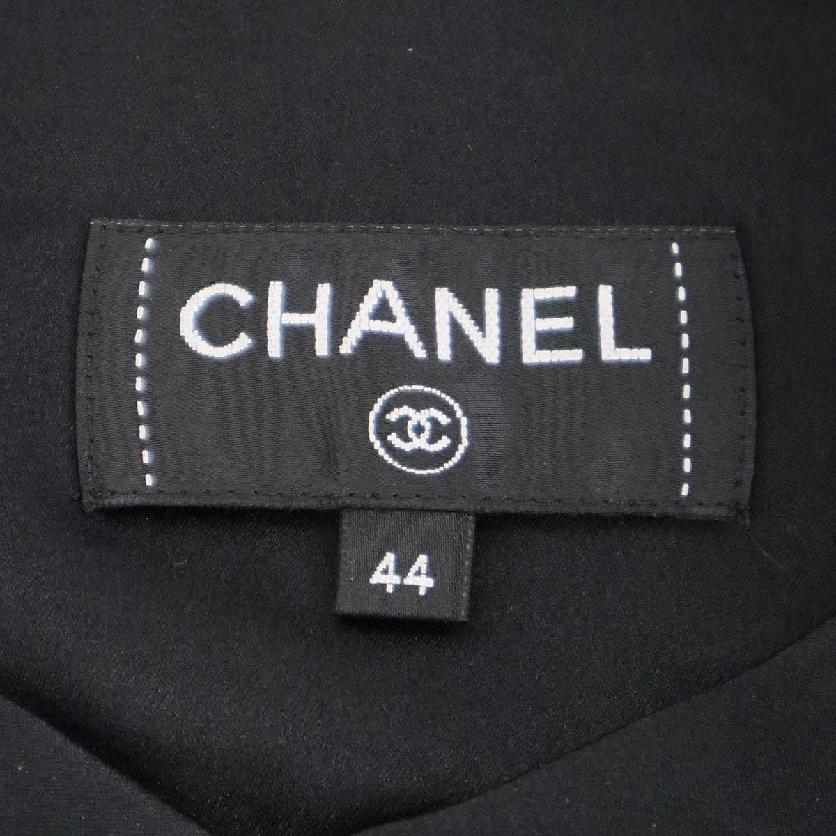 Chanel Silk Satin Sleeve Top Black 44 — view 3