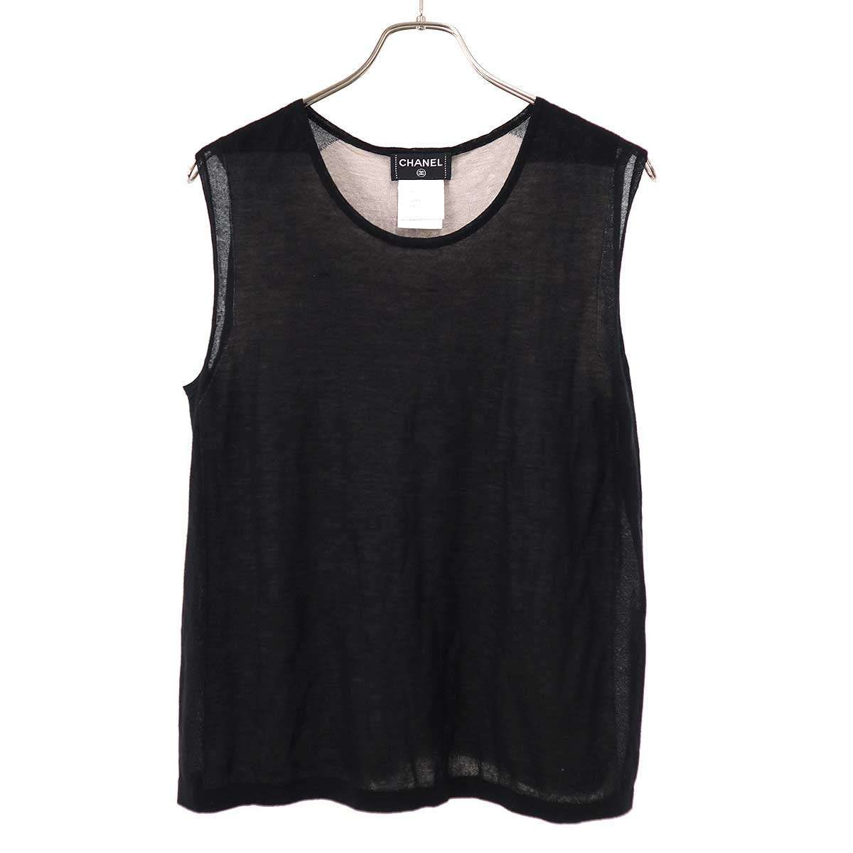 Chanel Cashmere Silk Knit Vest Black 46