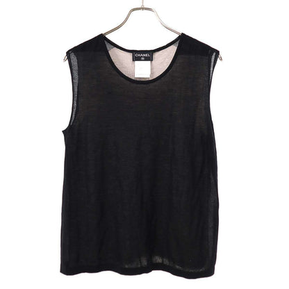 Chanel Cashmere Silk Knit Vest Black 46