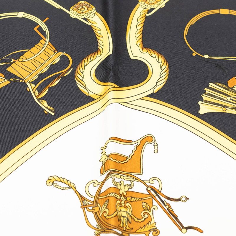 Hermes Carre 90 Spring Carriage Pattern Scarf Black Multicolor Silk — view 4