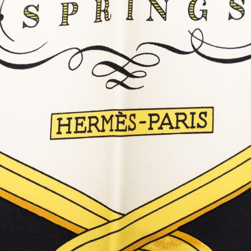 Hermes Carre 90 Spring Carriage Pattern Scarf Black Multicolor Silk — view 6