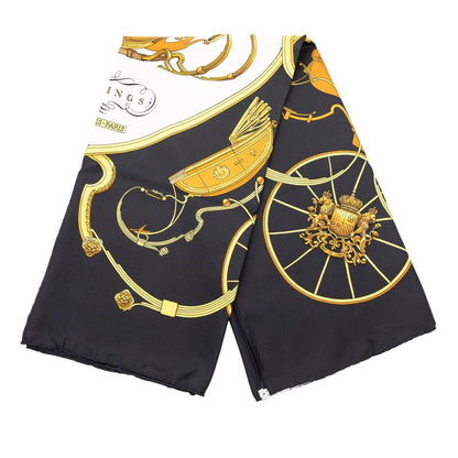 Hermes Carre 90 Spring Carriage Pattern Scarf Black Multicolor Silk — view 2