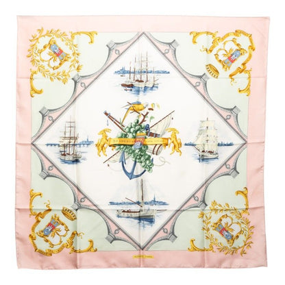 Hermes Carre 90 Bordeaux Porte Oceane City Entrance Scarf Pink Multicolor Silk