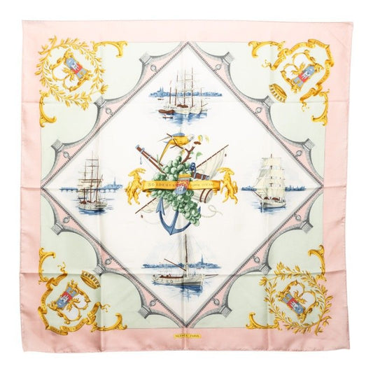 Hermes Carre 90 Bordeaux Porte Oceane City Entrance Scarf Pink Multicolor Silk
