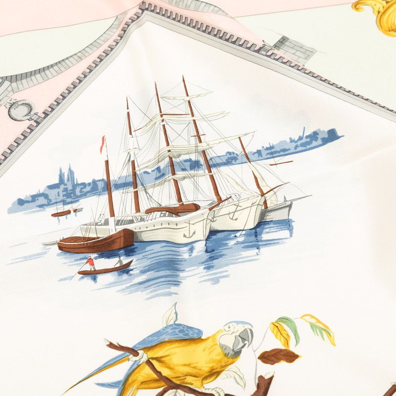 Hermes Carre 90 Bordeaux Porte Oceane City Entrance Scarf Pink Multicolor Silk — view 4