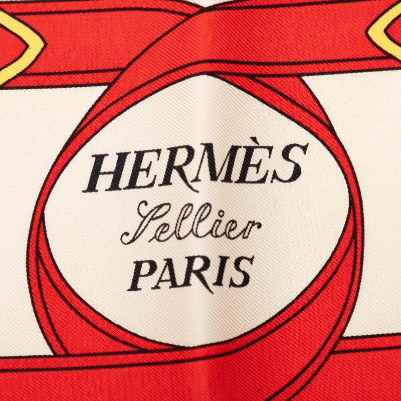 Hermes Carre 90 Eperon D'or Yellow Gold Spurs Scarf Navy Multicolor Silk — view 6