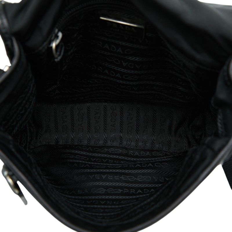Prada Crossbody Shoulder Bag Black Nylon Leather — view 6