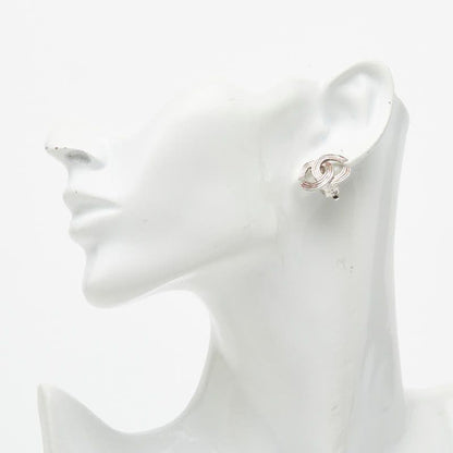 Chanel CC Logo Earrings Silver Metal — view 5