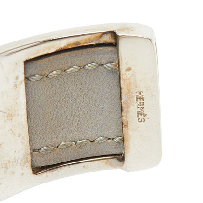 Hermes Bangle Silver Gray Metal Leather 1- Bracelet — view 5