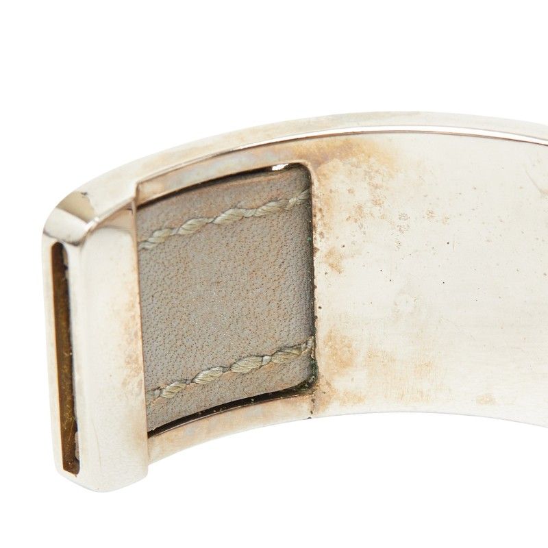 Hermes Bangle Silver Gray Metal Leather 1- Bracelet — view 4