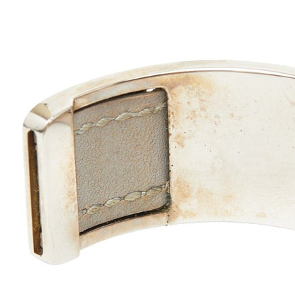 Hermes Bangle Silver Gray Metal Leather 1- Bracelet — view 4