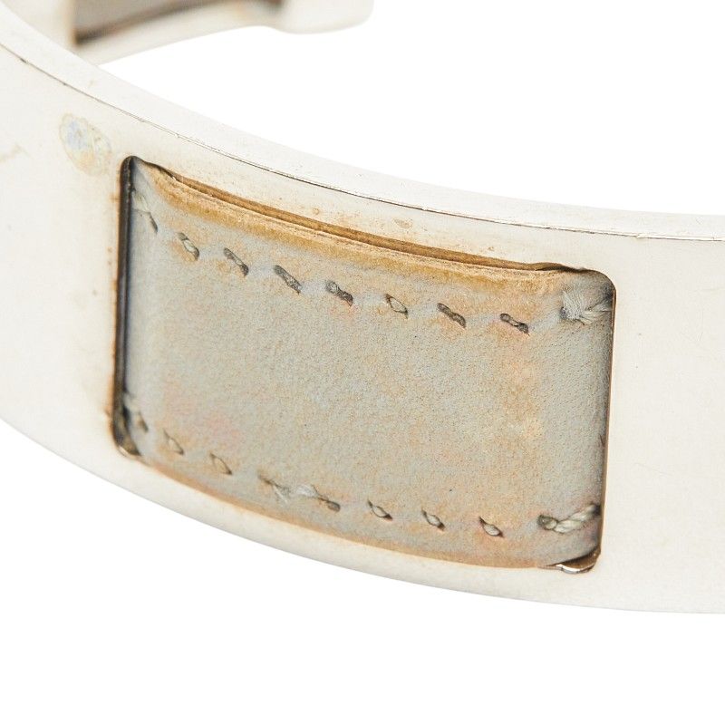 Hermes Bangle Silver Gray Metal Leather 1- Bracelet — view 3