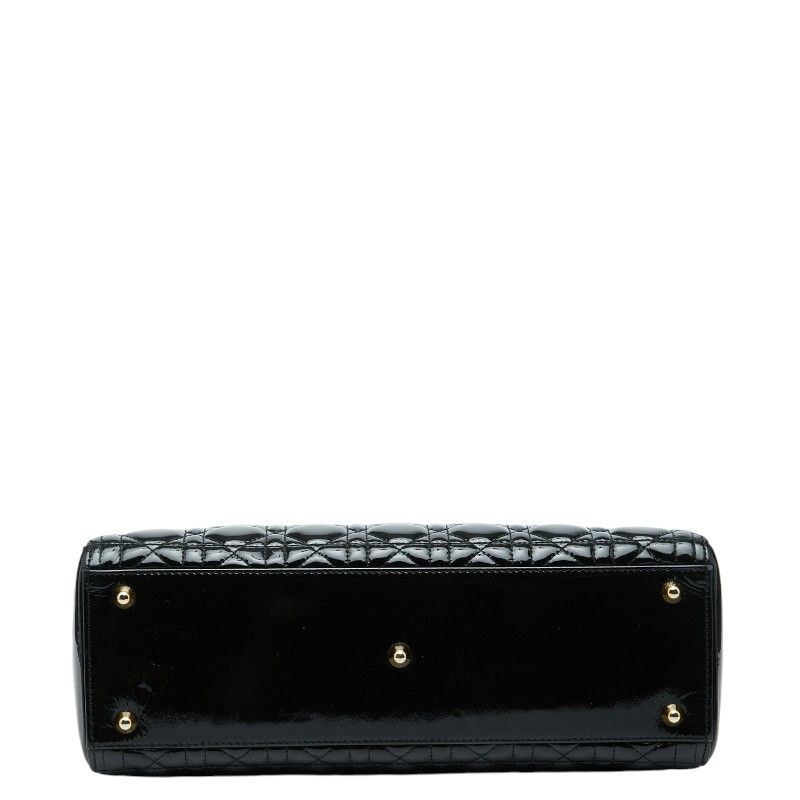 Dior Lady Dior Cannage 2-Way Shoulder Bag Black Patent Leather — view 3