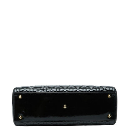 Dior Lady Dior Cannage 2-Way Shoulder Bag Black Patent Leather — view 3