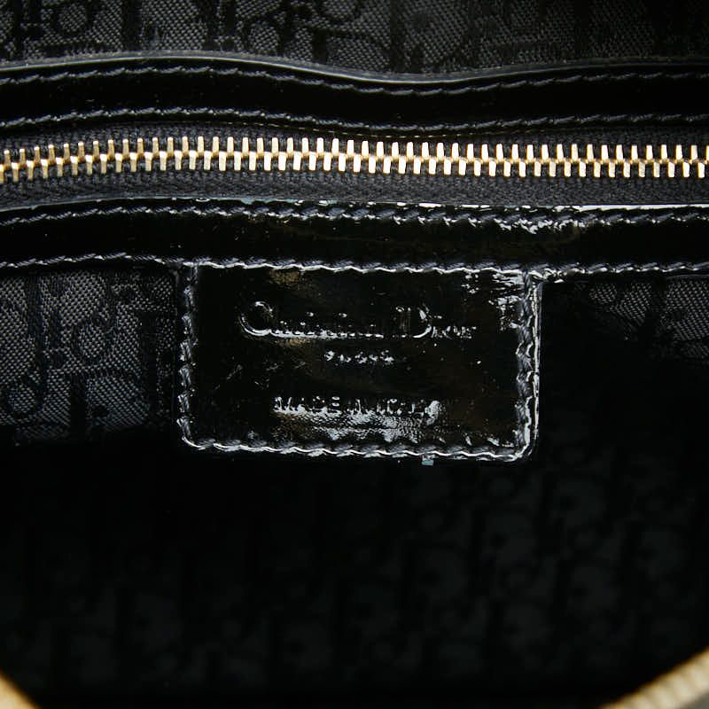 Dior Lady Dior Cannage 2-Way Shoulder Bag Black Patent Leather — view 9