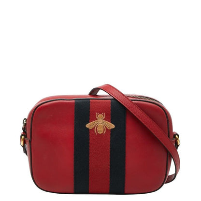 Gucci Web Crossbody Shoulder Bag Beige Brown Leather
