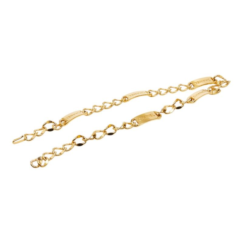 Chanel Logo Plate Chain Belt Gold Plated