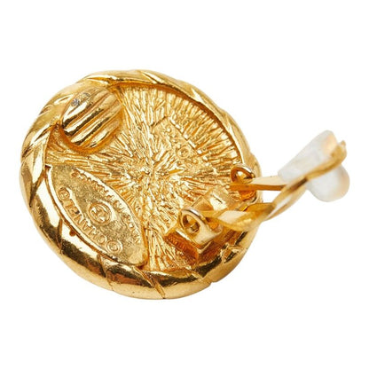 Chanel Round Earrings Gold Faux Pearl Plated — view 4
