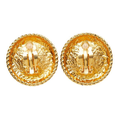 Chanel Round Earrings Gold Faux Pearl Plated — view 3