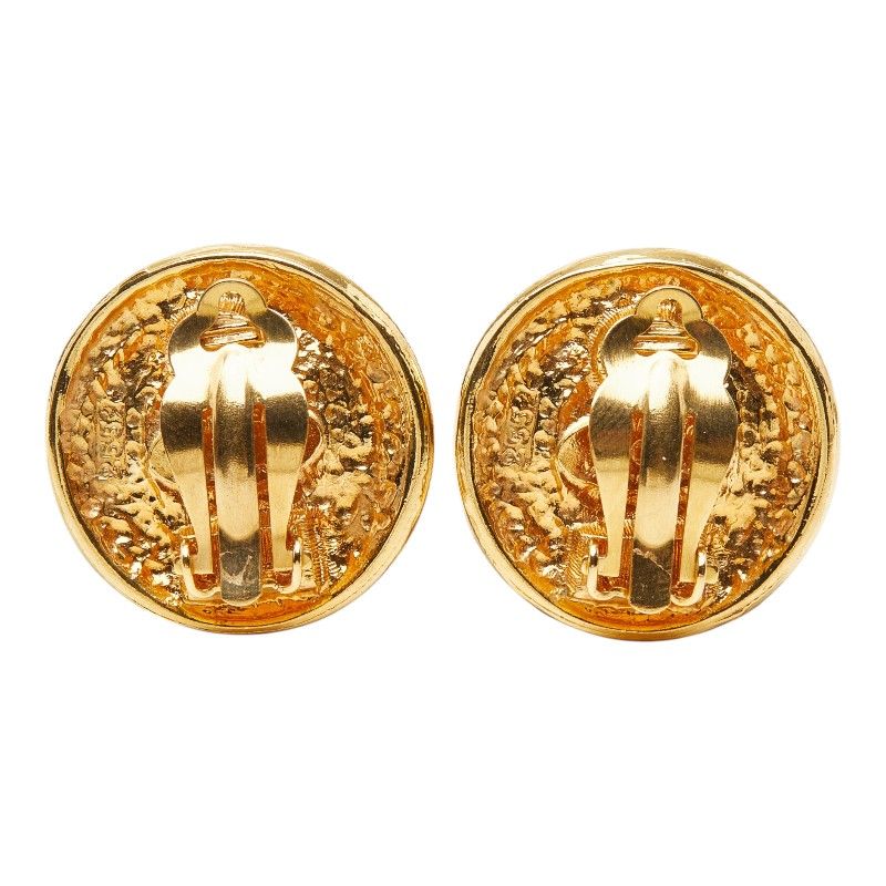 Chanel Round Earrings Gold Faux Pearl Plated — view 3