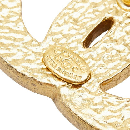 Chanel CC Logo Pin Brooch Gold Plated Faux Pearl Line Stone — view 3