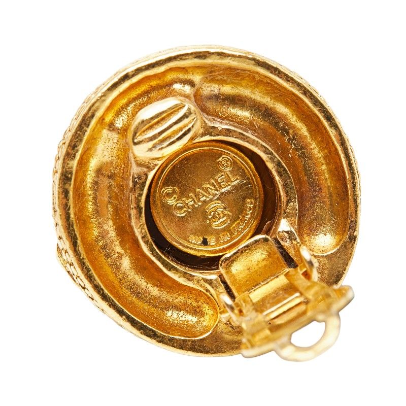 Chanel CC Logo Earrings Gold Plated Taiga Eye — view 4