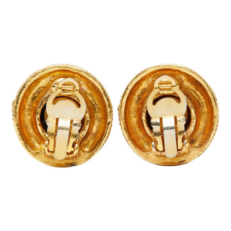 Chanel CC Logo Earrings Gold Plated Taiga Eye — view 3