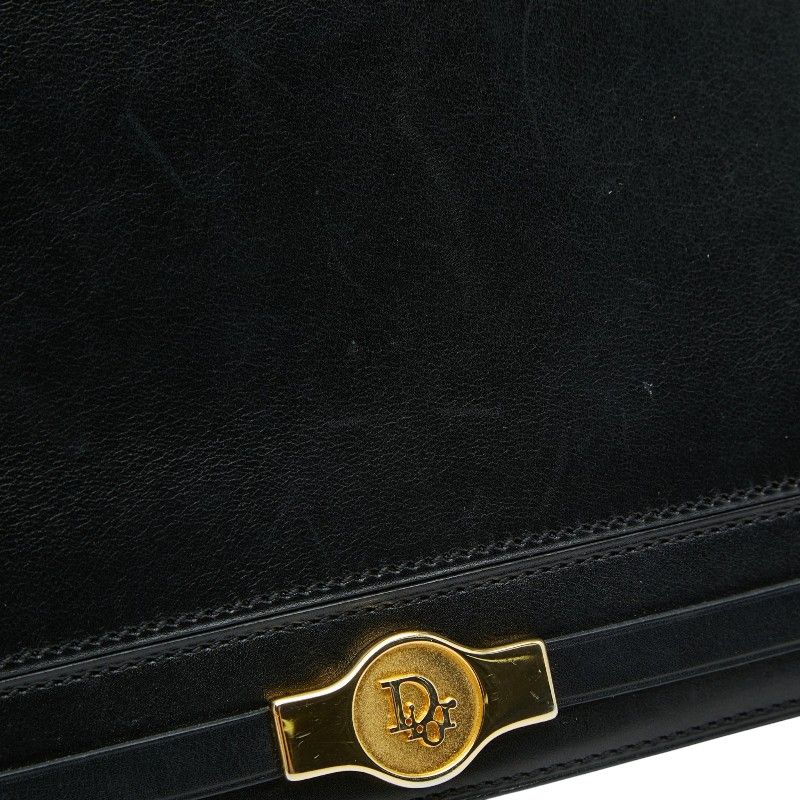 Dior Logo Shoulder Bag Black Leather — view 7