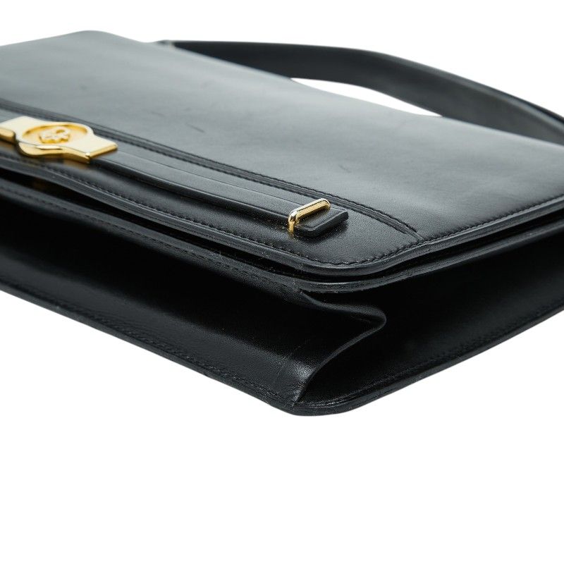 Dior Logo Shoulder Bag Black Leather — view 4