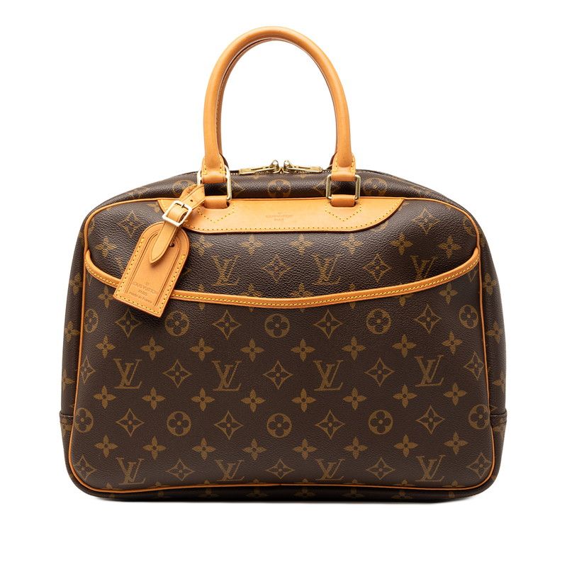 Louis Vuitton Monogram Deauville Handbag Brown Leather